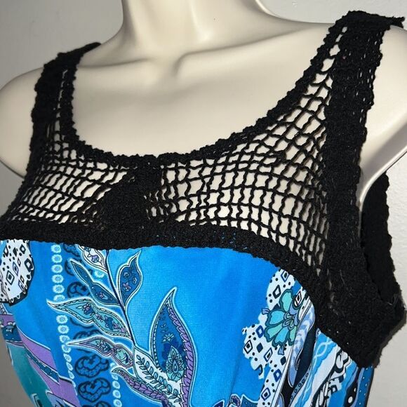 Bisou Bisou Womens Dress Size 4 Maxi Paisley Lined with Wide Ruffle Hem - Picture 8 of 14